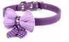 Pet Dog Puppy PU Leather Neck Collar Knitted Bow