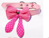 Pet Dog Puppy PU Leather Neck Collar Knitted Bow