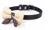 Pet Dog Puppy PU Leather Neck Collar Knitted Bow