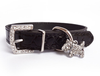 PU Leather Dog Collar Rhinestone Puppy Buckle