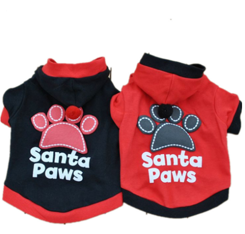 Santa Paws Hoodies Dog Sweater Clothes For Teddy